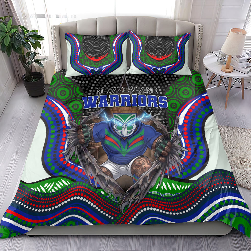 New Zealand Warriors Bedding Set The Scream of Lightning Eyes - Indigenous Dot Ripping Effect