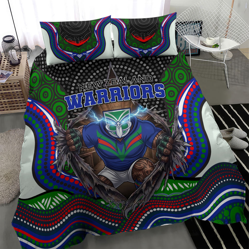 New Zealand Warriors Bedding Set The Scream of Lightning Eyes - Indigenous Dot Ripping Effect
