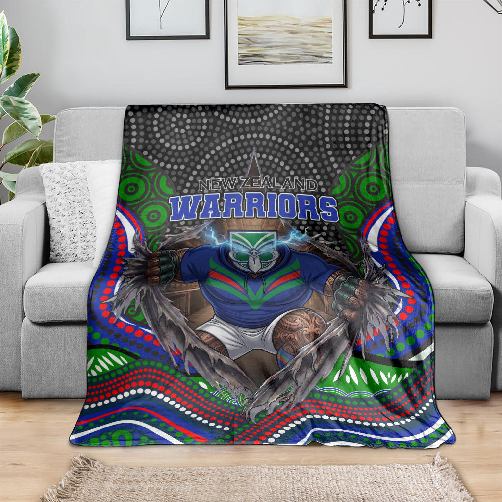 New Zealand Warriors Blanket The Scream of Lightning Eyes - Indigenous Dot Ripping Effect