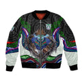 New Zealand Warriors Bomber Jacket The Scream of Lightning Eyes - Indigenous Dot Ripping Effect