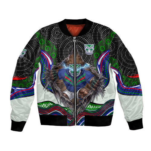 New Zealand Warriors Bomber Jacket The Scream of Lightning Eyes - Indigenous Dot Ripping Effect