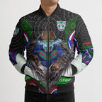 New Zealand Warriors Bomber Puffer Jacket The Scream of Lightning Eyes - Indigenous Dot Ripping Effect
