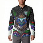 New Zealand Warriors Button Sweatshirt The Scream of Lightning Eyes - Indigenous Dot Ripping Effect
