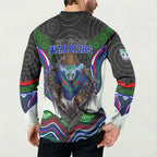 New Zealand Warriors Button Sweatshirt The Scream of Lightning Eyes - Indigenous Dot Ripping Effect