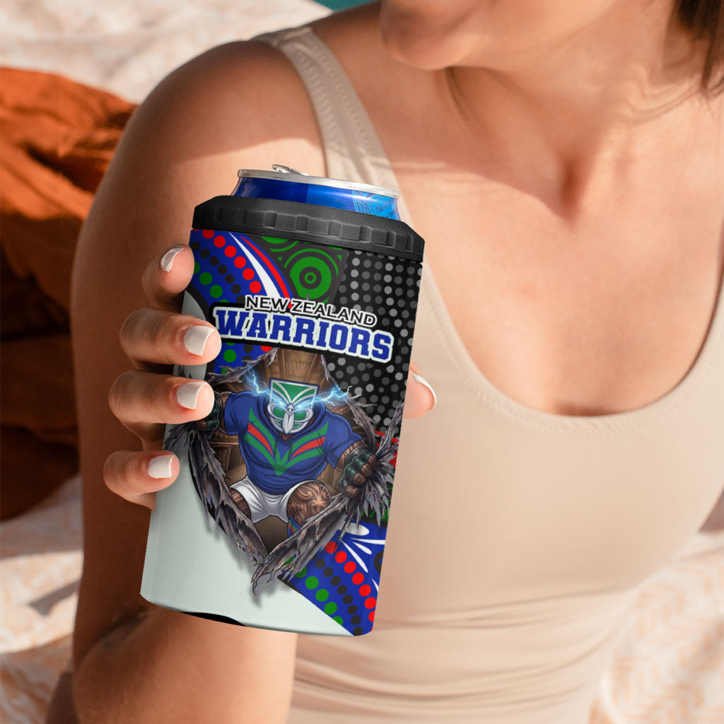 New Zealand Warriors 4 in 1 Can Cooler Tumbler The Scream of Lightning Eyes - Indigenous Dot Ripping Effect