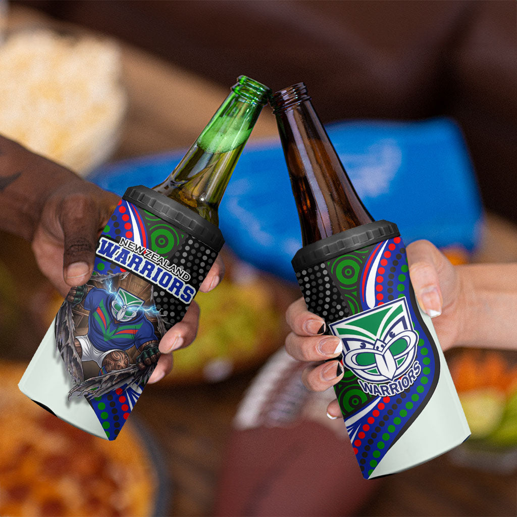 New Zealand Warriors 4 in 1 Can Cooler Tumbler The Scream of Lightning Eyes - Indigenous Dot Ripping Effect
