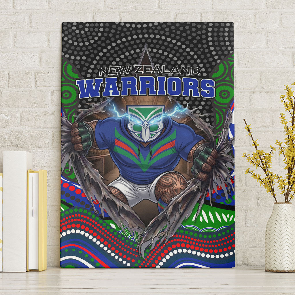 New Zealand Warriors Canvas Wall Art The Scream of Lightning Eyes - Indigenous Dot Ripping Effect