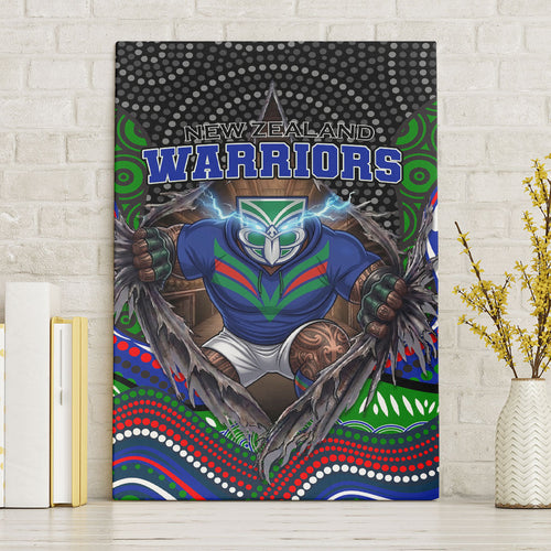 New Zealand Warriors Canvas Wall Art The Scream of Lightning Eyes - Indigenous Dot Ripping Effect