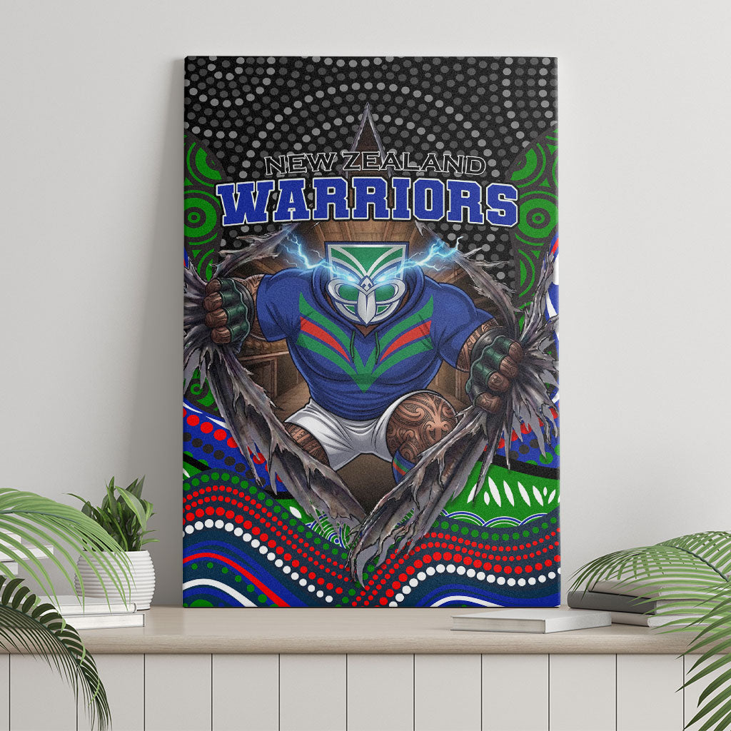 New Zealand Warriors Canvas Wall Art The Scream of Lightning Eyes - Indigenous Dot Ripping Effect