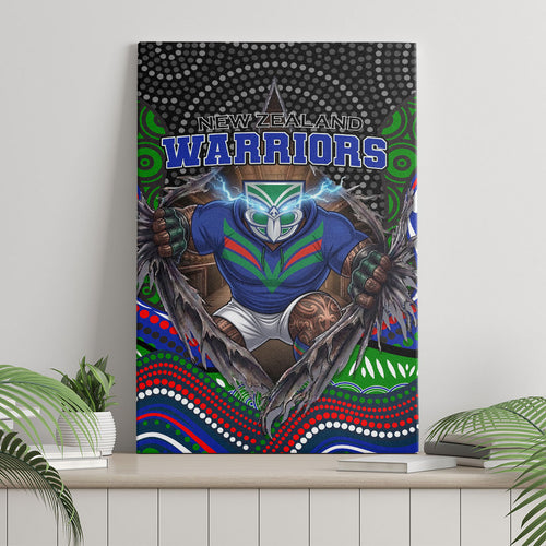 New Zealand Warriors Canvas Wall Art The Scream of Lightning Eyes - Indigenous Dot Ripping Effect