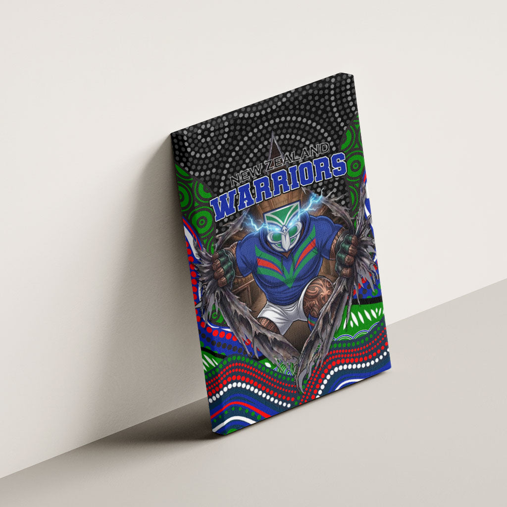 New Zealand Warriors Canvas Wall Art The Scream of Lightning Eyes - Indigenous Dot Ripping Effect