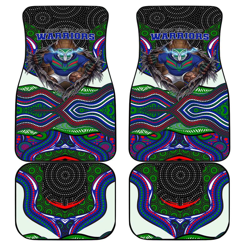 New Zealand Warriors Car Mats The Scream of Lightning Eyes - Indigenous Dot Ripping Effect
