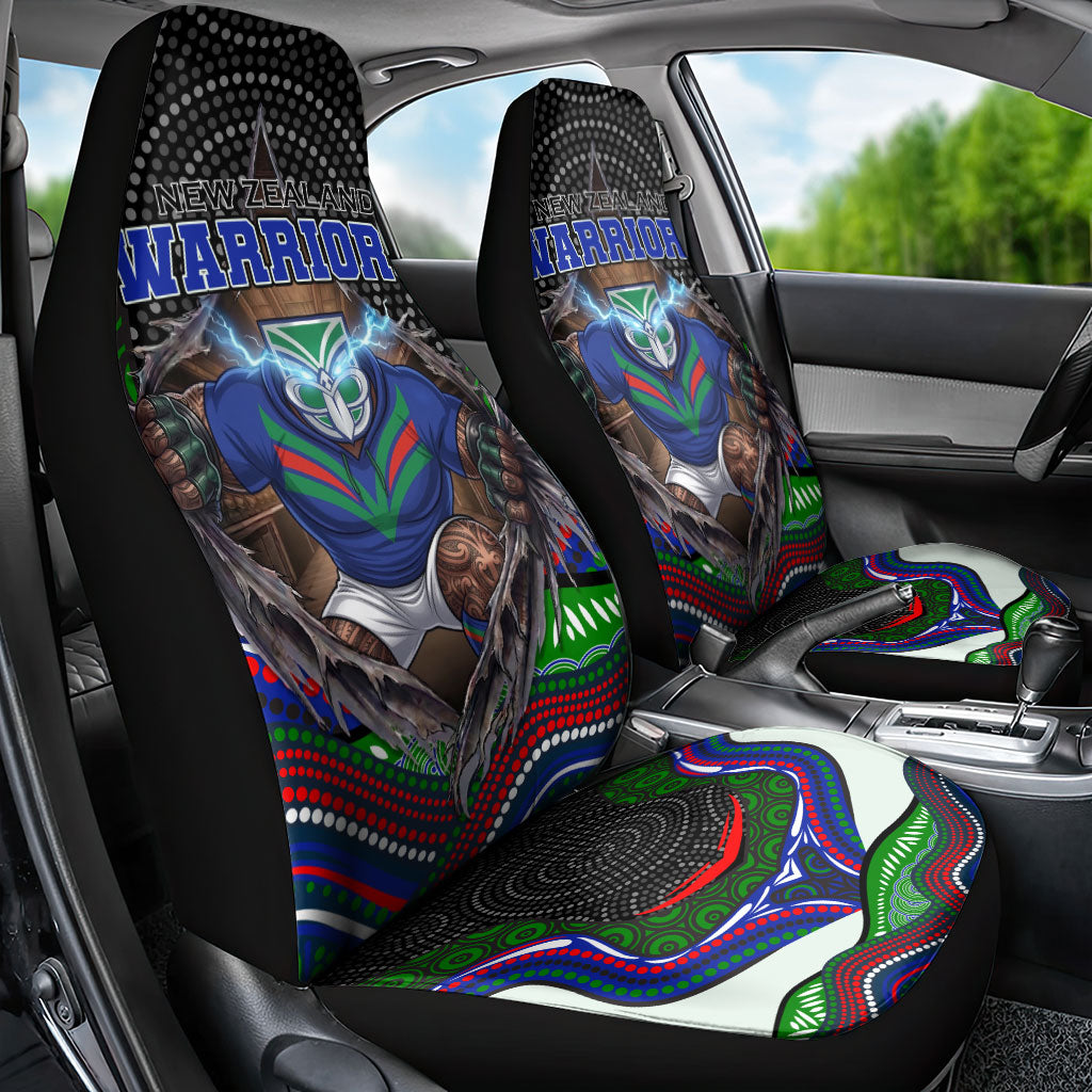 New Zealand Warriors Car Seat Cover The Scream of Lightning Eyes - Indigenous Dot Ripping Effect
