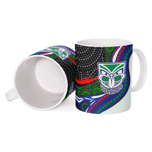 New Zealand Warriors Ceramic Mug The Scream of Lightning Eyes - Indigenous Dot Ripping Effect