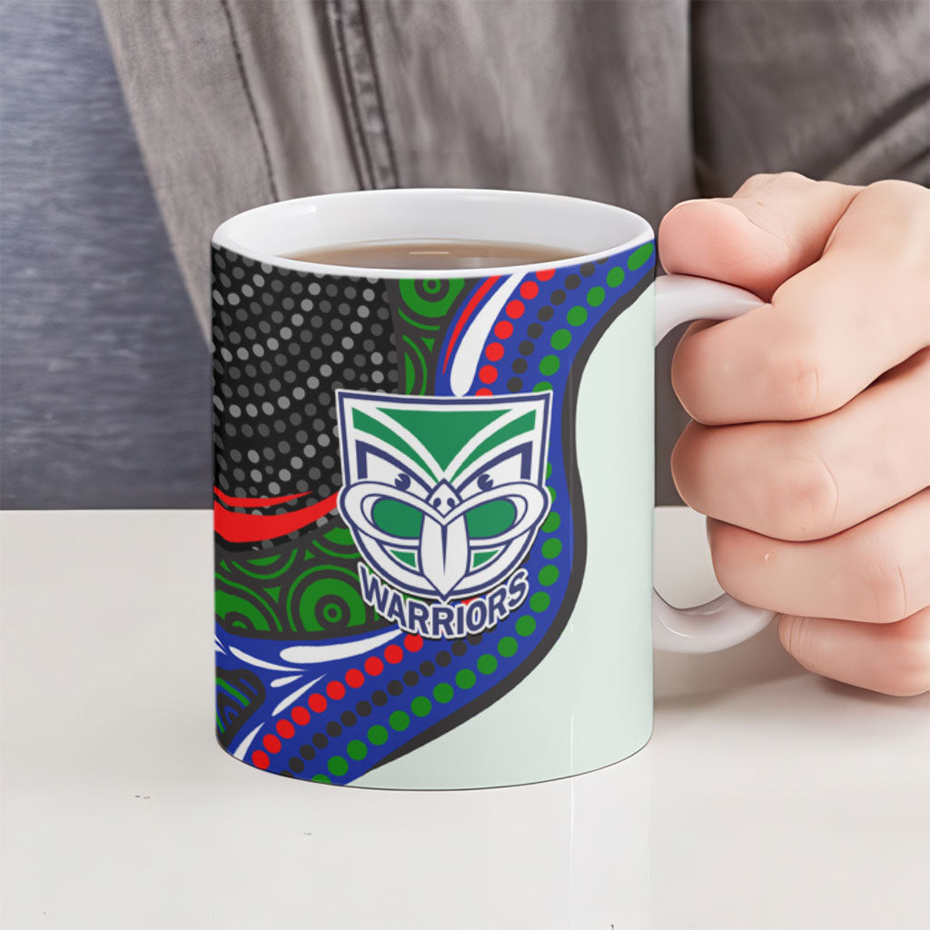 New Zealand Warriors Ceramic Mug The Scream of Lightning Eyes - Indigenous Dot Ripping Effect