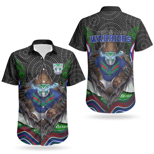 New Zealand Warriors Couples Matching Mermaid Dress and Hawaiian Shirt The Scream of Lightning Eyes - Indigenous Dot Ripping Effect