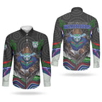 New Zealand Warriors Couples Matching Mermaid Dress and Long Sleeve Button Shirt The Scream of Lightning Eyes - Indigenous Dot Ripping Effect