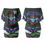 New Zealand Warriors Couples Matching Off Shoulder Short Dress and Hawaiian Shirt The Scream of Lightning Eyes - Indigenous Dot Ripping Effect