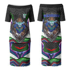 New Zealand Warriors Couples Matching Puletasi and Hawaiian Shirt The Scream of Lightning Eyes - Indigenous Dot Ripping Effect