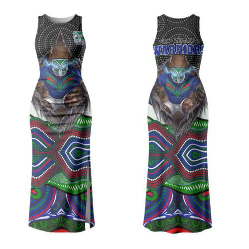 New Zealand Warriors Couples Matching Tank Maxi Dress and Hawaiian Shirt The Scream of Lightning Eyes - Indigenous Dot Ripping Effect
