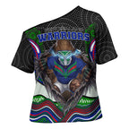 New Zealand Warriors Cross Shoulder Shirt The Scream of Lightning Eyes - Indigenous Dot Ripping Effect