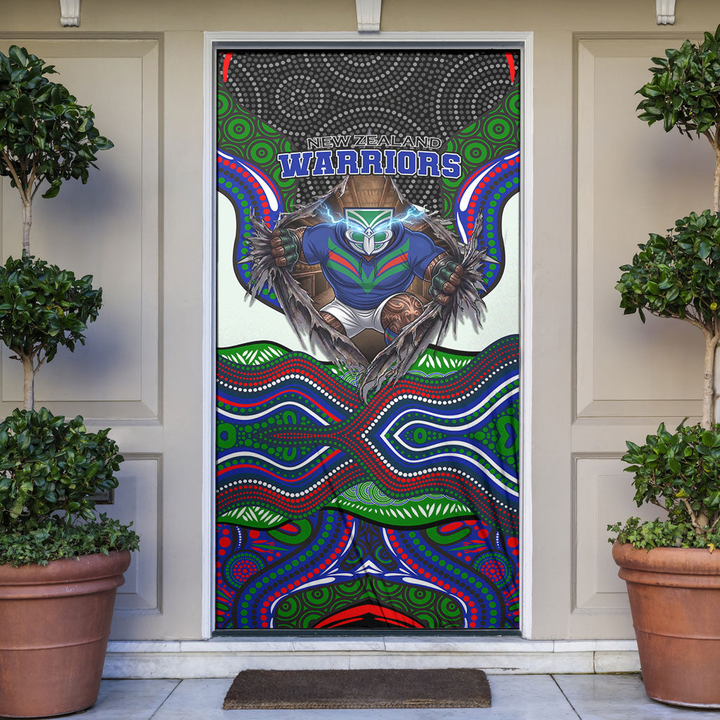 New Zealand Warriors Door Cover The Scream of Lightning Eyes - Indigenous Dot Ripping Effect