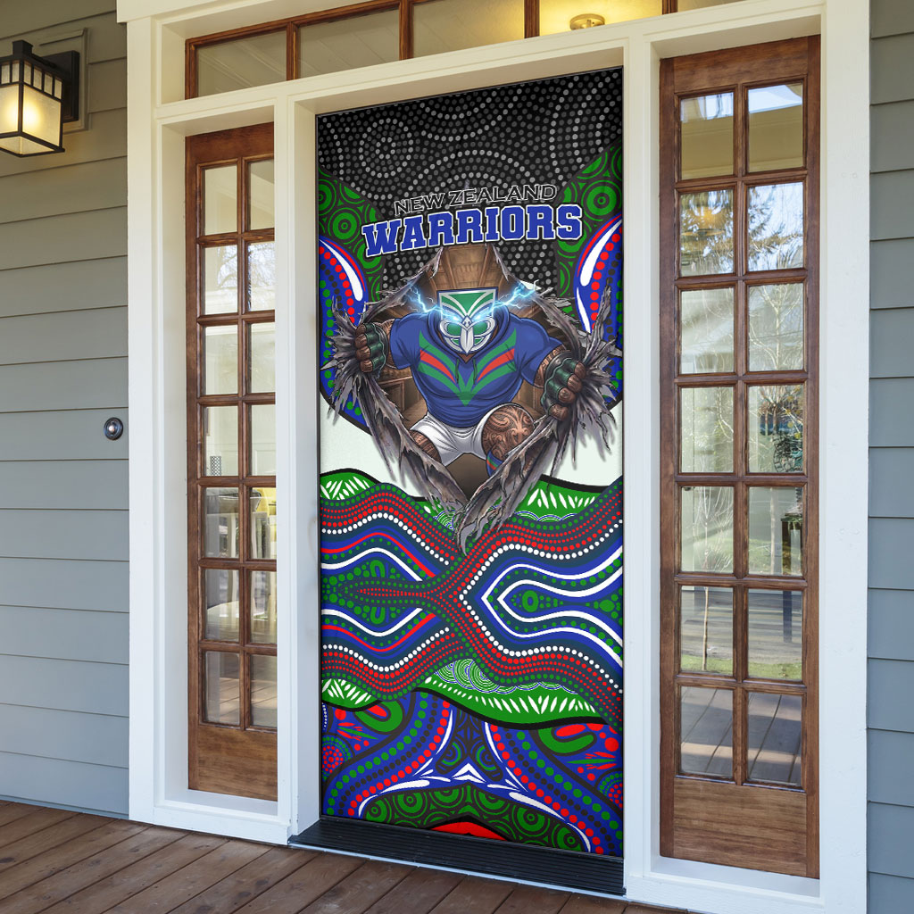 New Zealand Warriors Door Cover The Scream of Lightning Eyes - Indigenous Dot Ripping Effect
