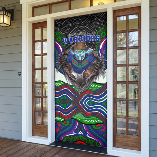 New Zealand Warriors Door Cover The Scream of Lightning Eyes - Indigenous Dot Ripping Effect