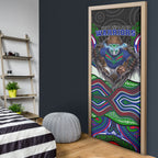 New Zealand Warriors Door Cover The Scream of Lightning Eyes - Indigenous Dot Ripping Effect