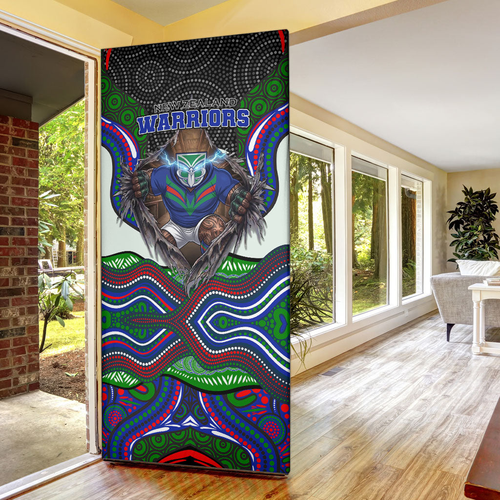 New Zealand Warriors Door Cover The Scream of Lightning Eyes - Indigenous Dot Ripping Effect