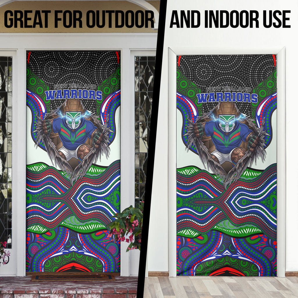 New Zealand Warriors Door Cover The Scream of Lightning Eyes - Indigenous Dot Ripping Effect