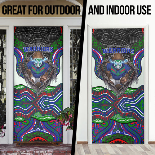 New Zealand Warriors Door Cover The Scream of Lightning Eyes - Indigenous Dot Ripping Effect