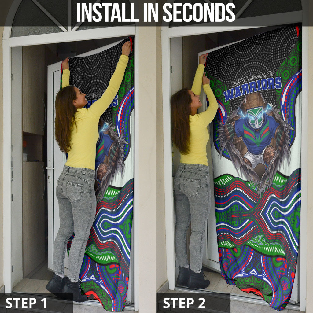 New Zealand Warriors Door Cover The Scream of Lightning Eyes - Indigenous Dot Ripping Effect