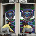 New Zealand Warriors Door Cover The Scream of Lightning Eyes - Indigenous Dot Ripping Effect
