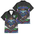 New Zealand Warriors Family Matching Puletasi and Hawaiian Shirt The Scream of Lightning Eyes - Indigenous Dot Ripping Effect