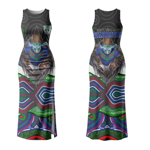 New Zealand Warriors Family Matching Tank Maxi Dress and Hawaiian Shirt The Scream of Lightning Eyes - Indigenous Dot Ripping Effect