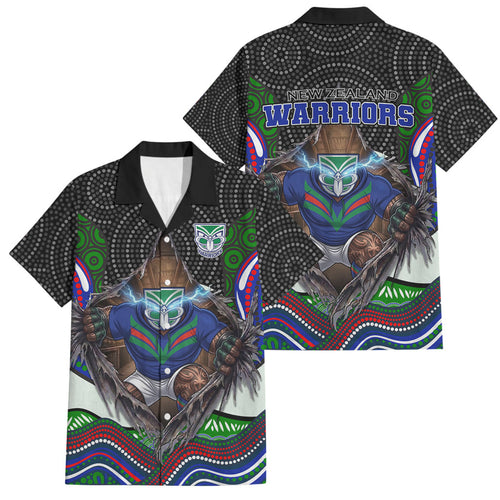 New Zealand Warriors Family Matching Tank Maxi Dress and Hawaiian Shirt The Scream of Lightning Eyes - Indigenous Dot Ripping Effect