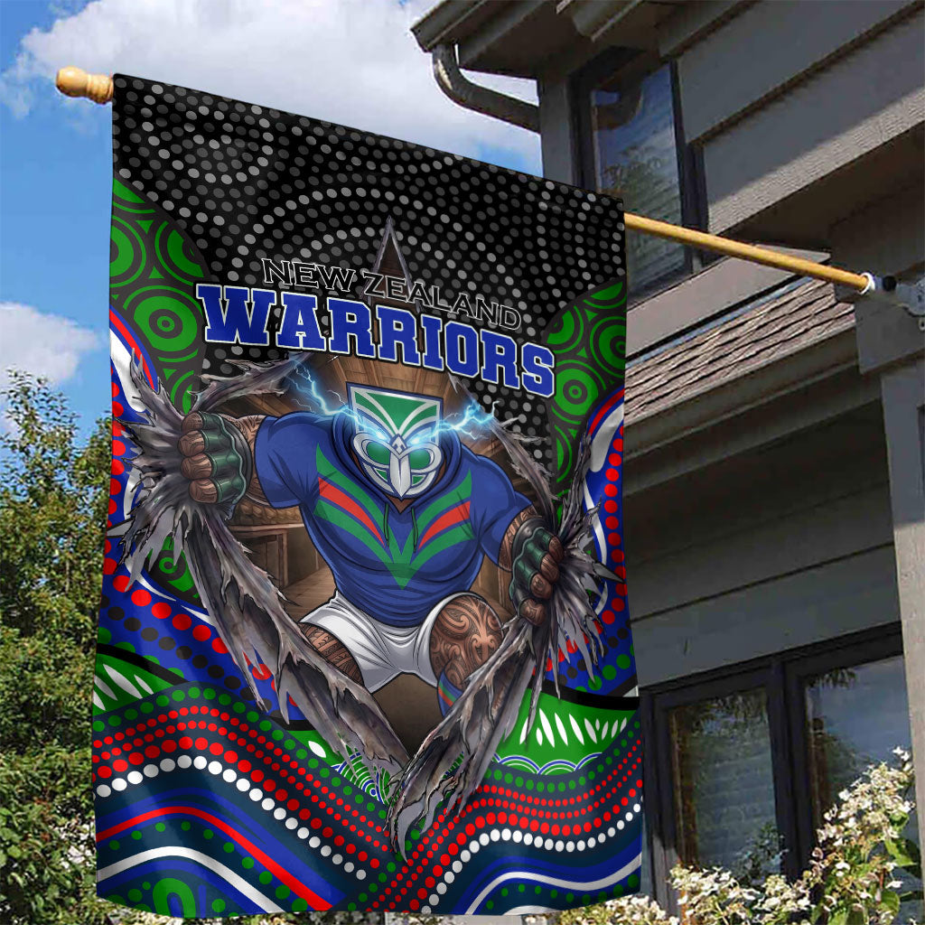New Zealand Warriors Garden Flag The Scream of Lightning Eyes - Indigenous Dot Ripping Effect