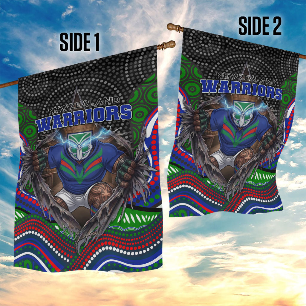 New Zealand Warriors Garden Flag The Scream of Lightning Eyes - Indigenous Dot Ripping Effect