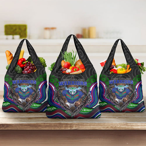 New Zealand Warriors Grocery Bag The Scream of Lightning Eyes - Indigenous Dot Ripping Effect