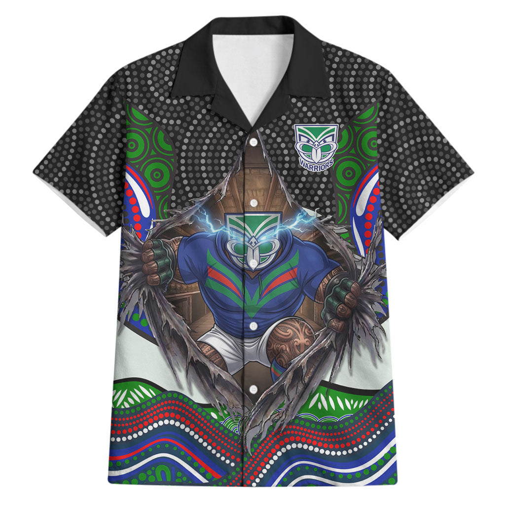New Zealand Warriors Hawaiian Shirt The Scream of Lightning Eyes - Indigenous Dot Ripping Effect