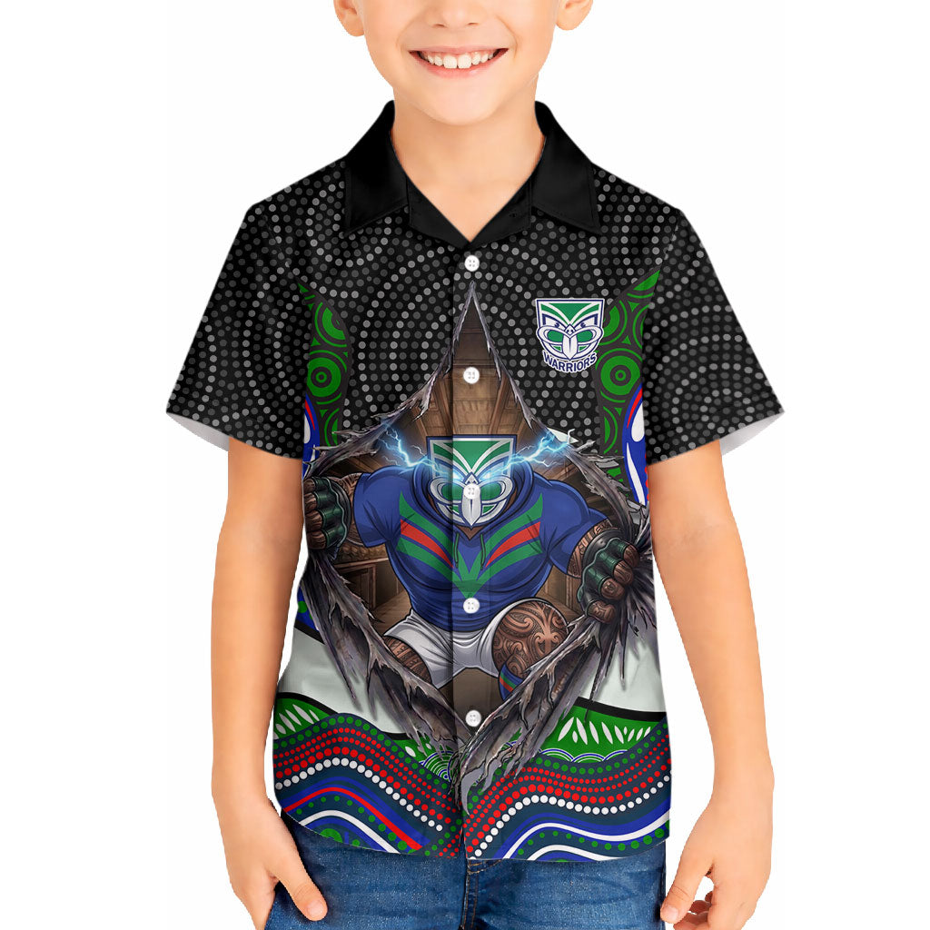 New Zealand Warriors Hawaiian Shirt The Scream of Lightning Eyes - Indigenous Dot Ripping Effect