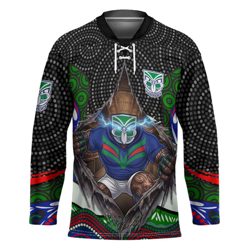 New Zealand Warriors Hockey Jersey The Scream of Lightning Eyes - Indigenous Dot Ripping Effect