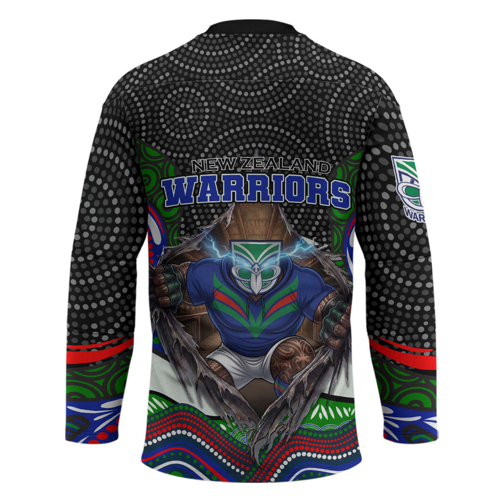 New Zealand Warriors Hockey Jersey The Scream of Lightning Eyes - Indigenous Dot Ripping Effect