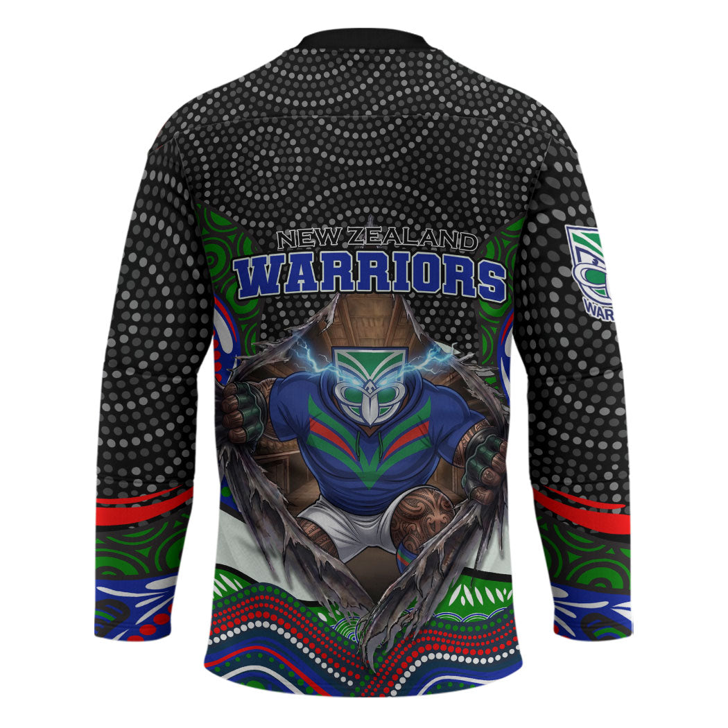 New Zealand Warriors Hockey Jersey The Scream of Lightning Eyes - Indigenous Dot Ripping Effect