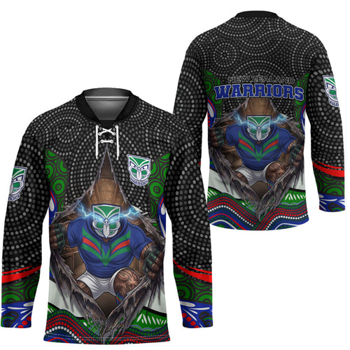 New Zealand Warriors Hockey Jersey The Scream of Lightning Eyes - Indigenous Dot Ripping Effect