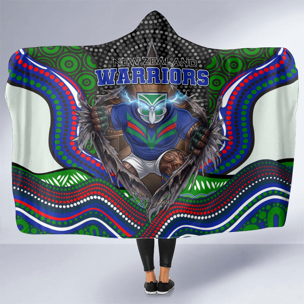 New Zealand Warriors Hooded Blanket The Scream of Lightning Eyes - Indigenous Dot Ripping Effect