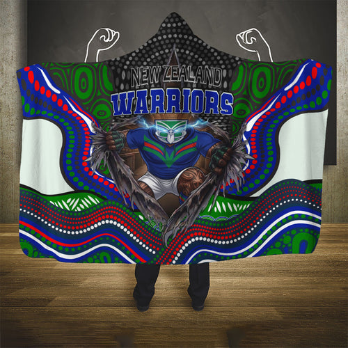 New Zealand Warriors Hooded Blanket The Scream of Lightning Eyes - Indigenous Dot Ripping Effect