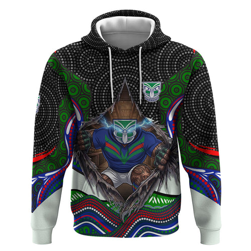 New Zealand Warriors Hoodie The Scream of Lightning Eyes - Indigenous Dot Ripping Effect
