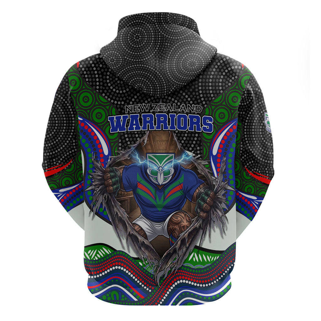 New Zealand Warriors Hoodie The Scream of Lightning Eyes - Indigenous Dot Ripping Effect
